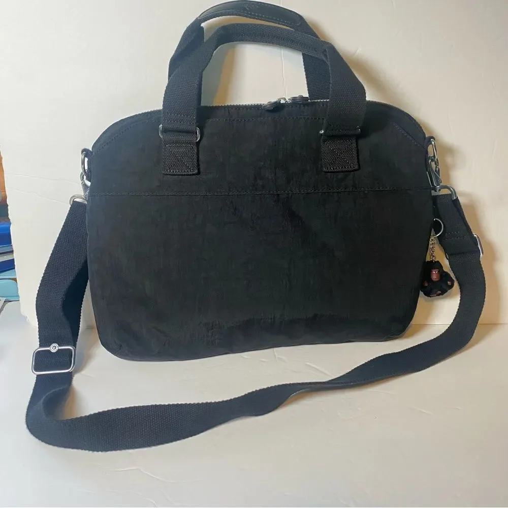 Kipling Black Digifly TM4888 Laptop Shoulder Bag W/Monkey Charm
